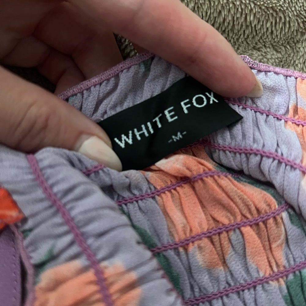 Floral Maxi Skirt with Red and Purple Design. White fox dress - Picture 2 of 3